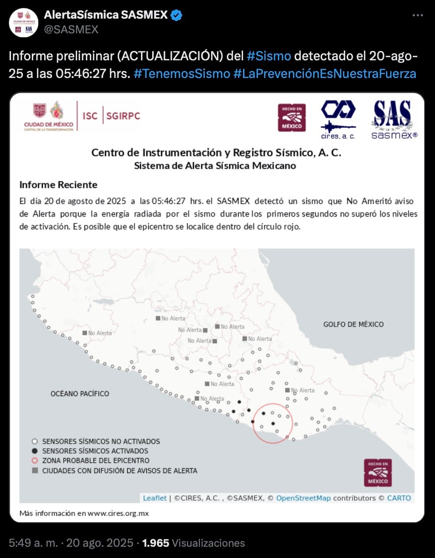 Sismo de magnitud 4.3 en Oaxaca