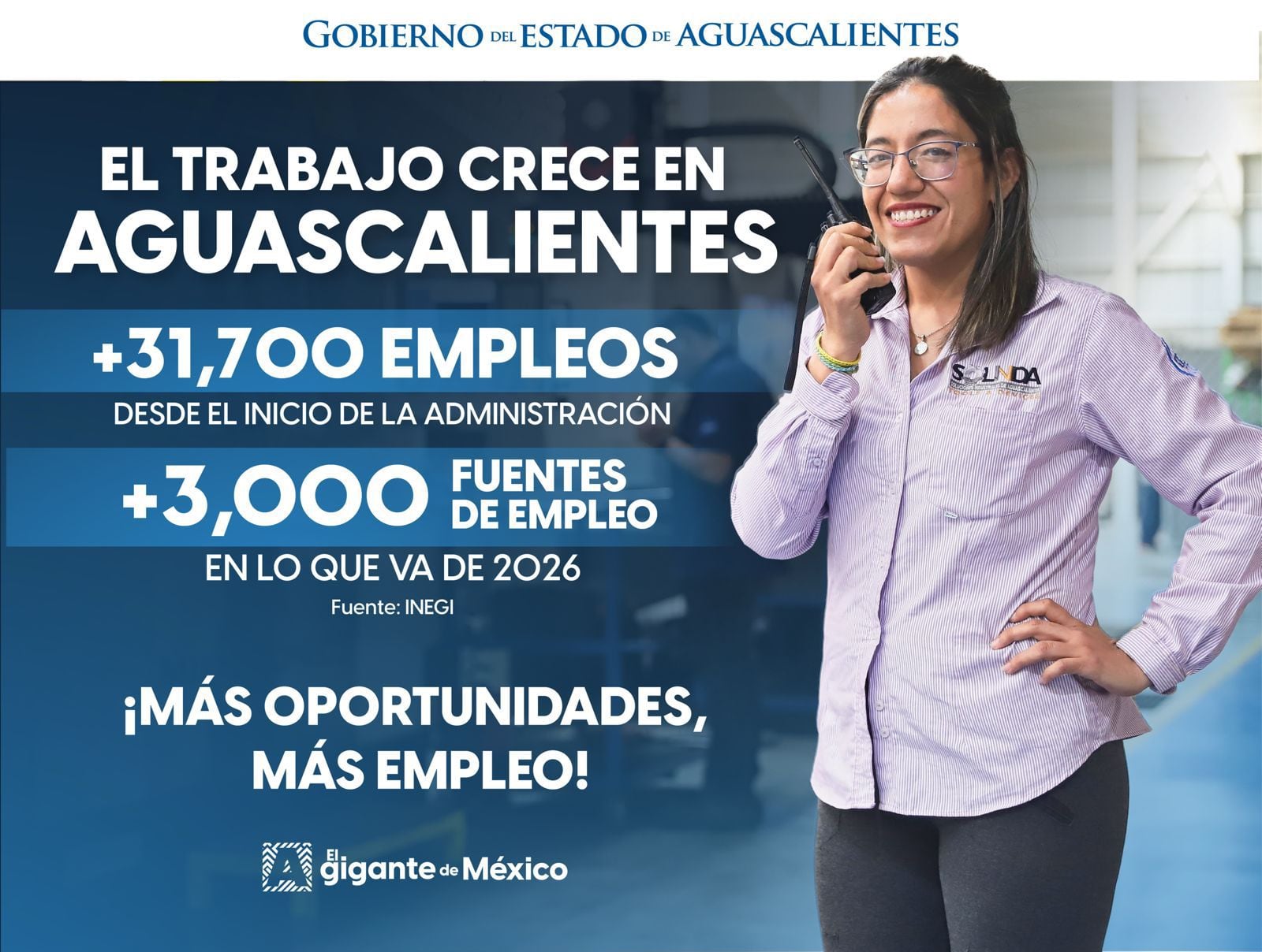 INEGI: Aguascalientes reduce pobreza laboral y alcanza mínimos de desempleo