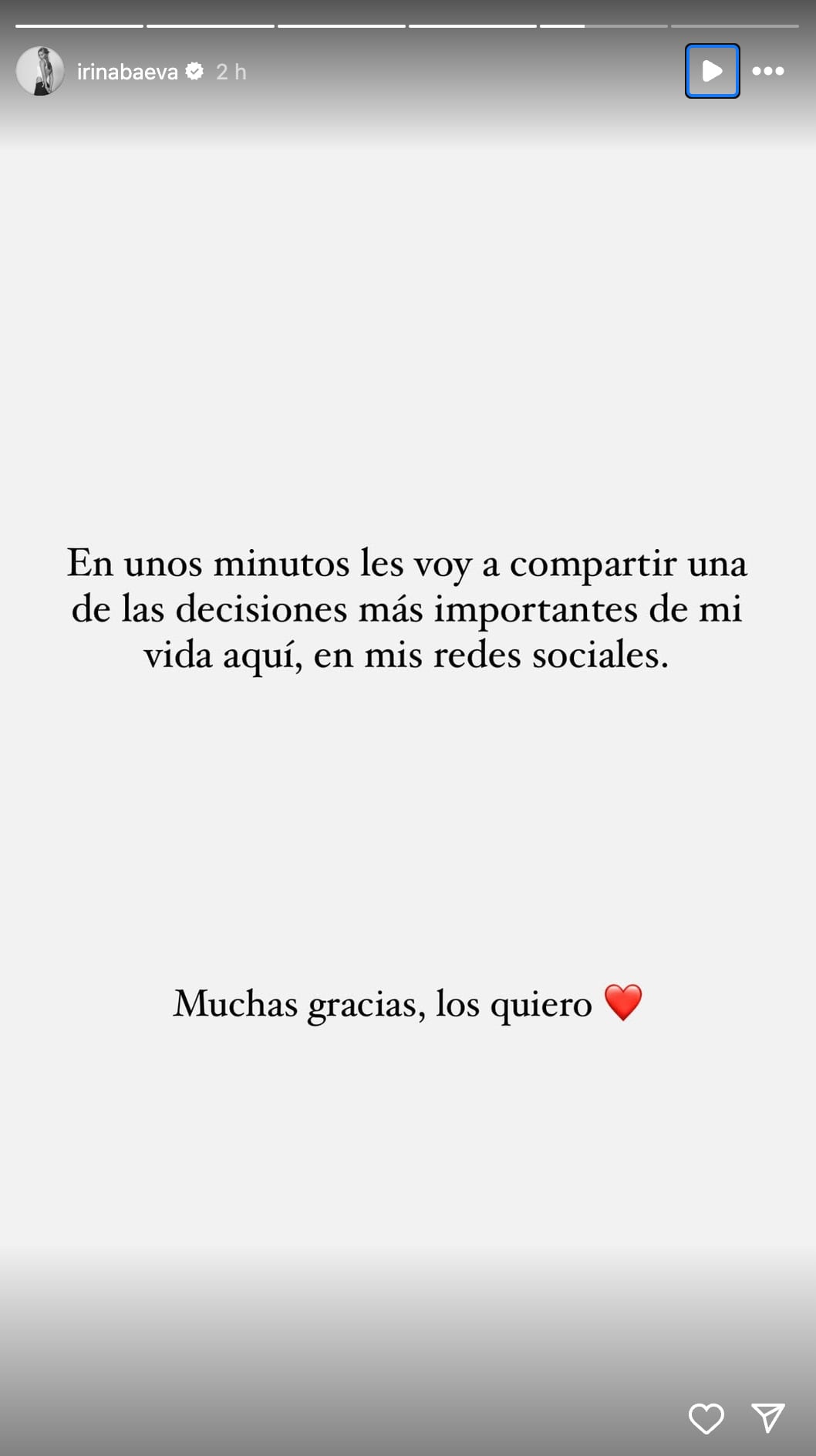 Irina Baeva comparte con sus seguidores una importante decisión