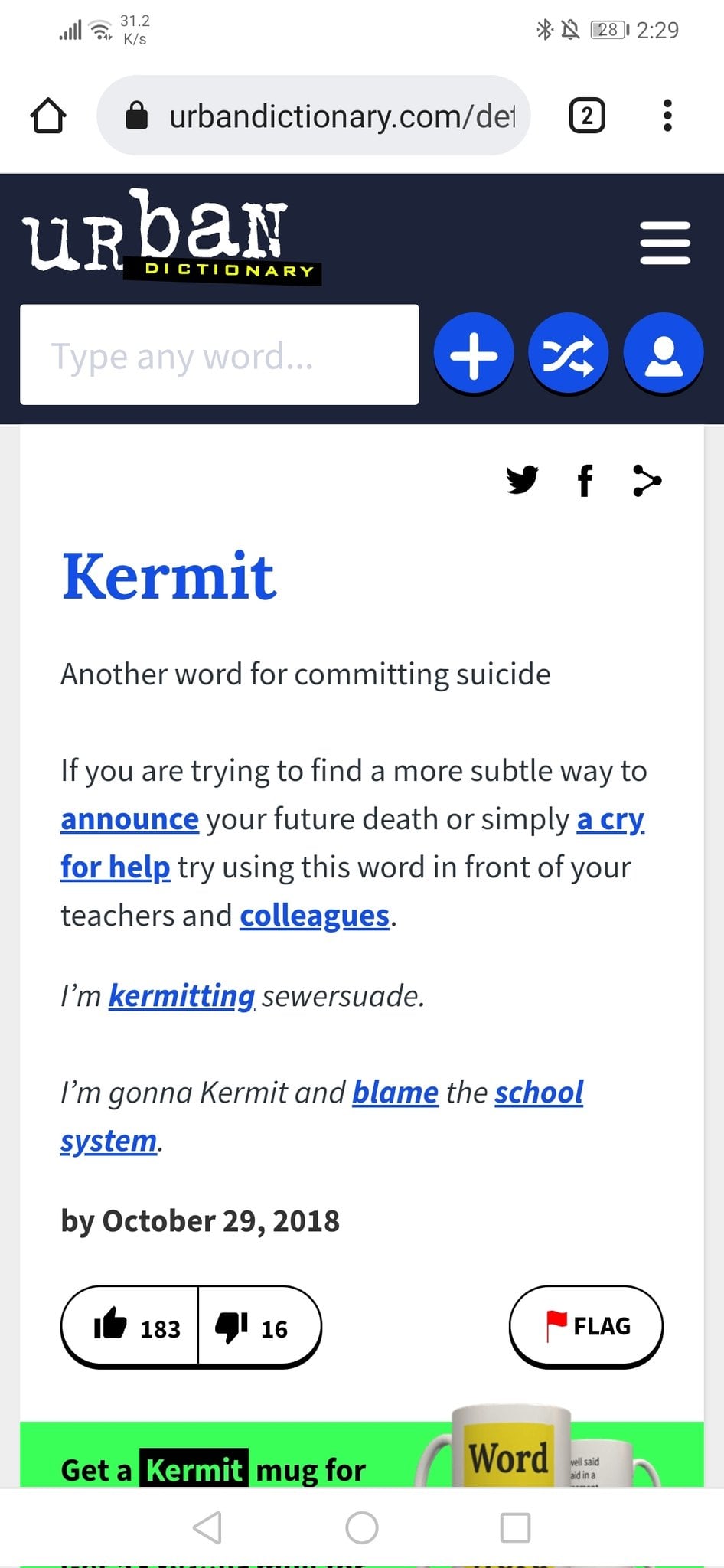 Urban Dictionary: entrada con el nombre Kermit