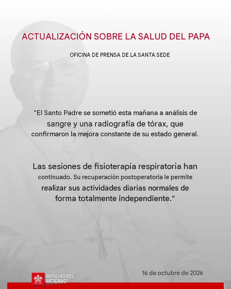 Papa León XIV mejora tras cirugía pulmonar: radiografía confirma su recuperación
