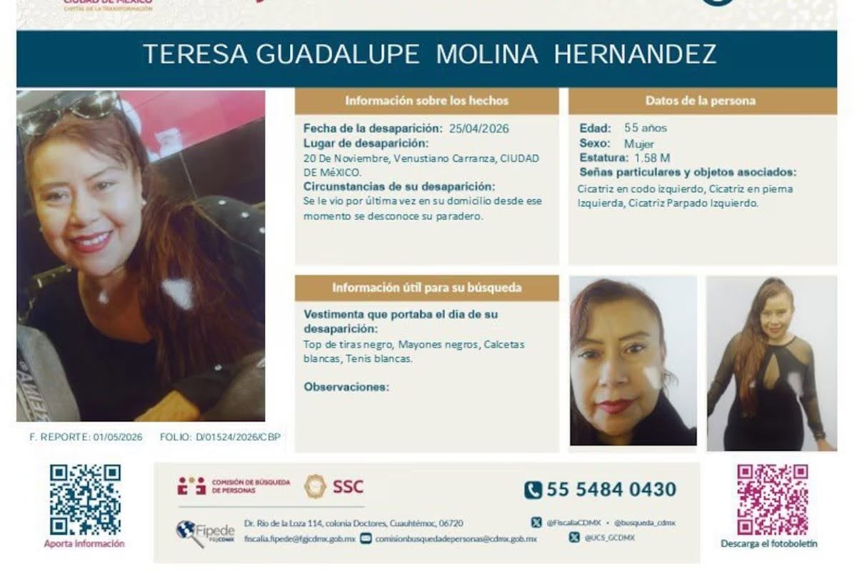 ADN confirma que restos hallados en Nezahualcóyotl pertenecen a Teresa Guadalupe Molina