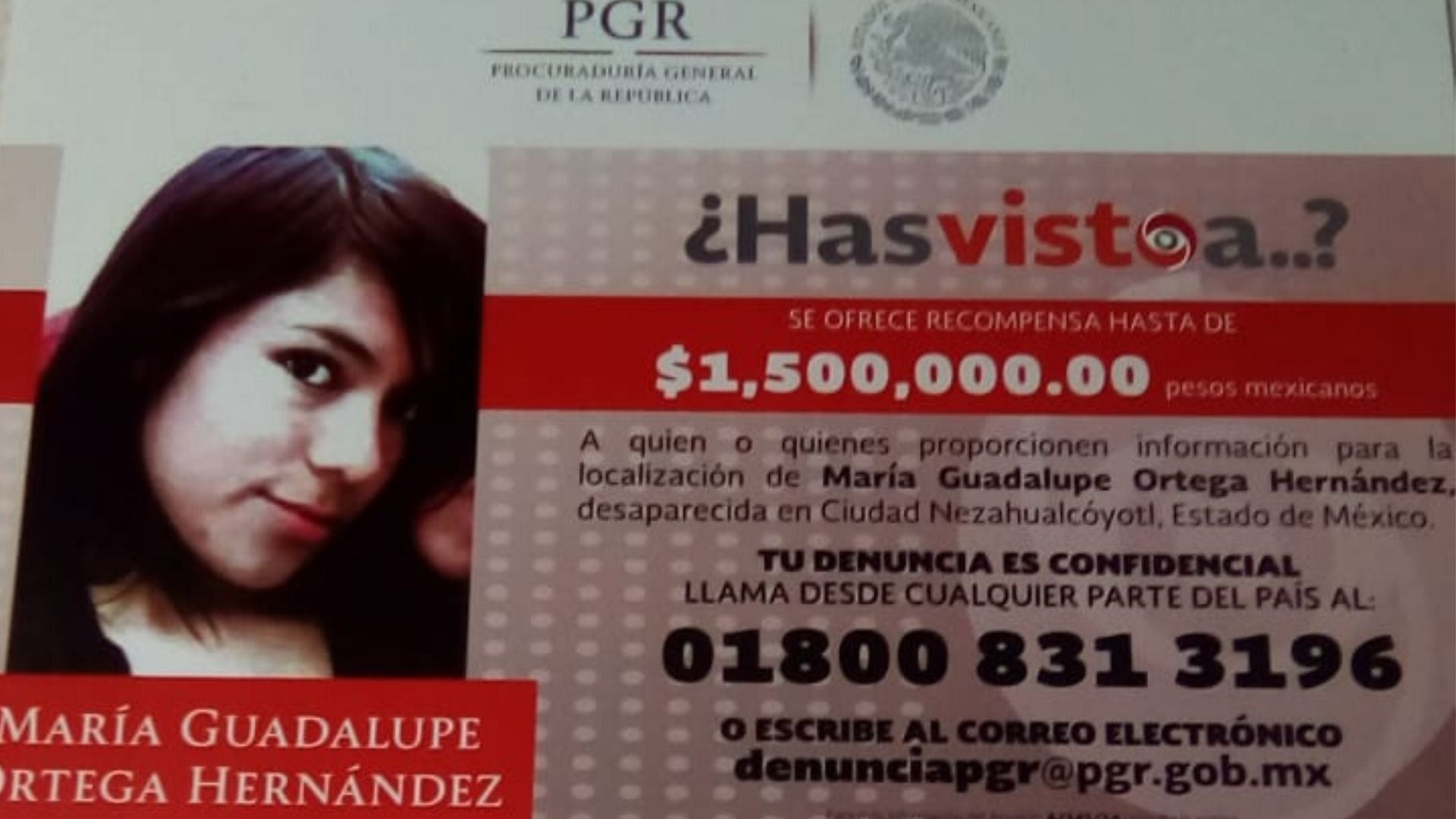 Recompensa PGR por María.