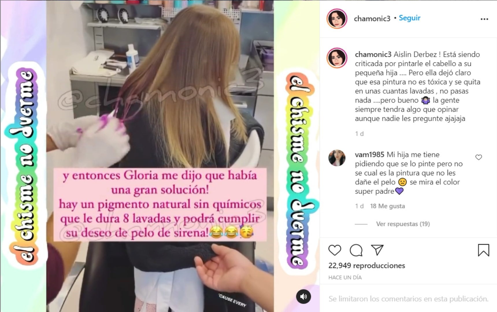 Hija de Aislinn Derbez tiñéndose el cabello