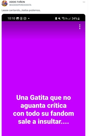 Addis Tuñón le responde a Bellakath de una forma muy peculiar