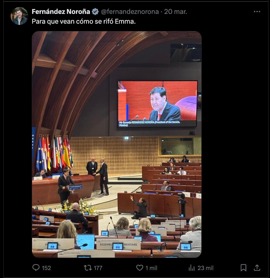 Gerardo Fernández Noroña lleva a su pareja a viaje de trabajo en Francia
