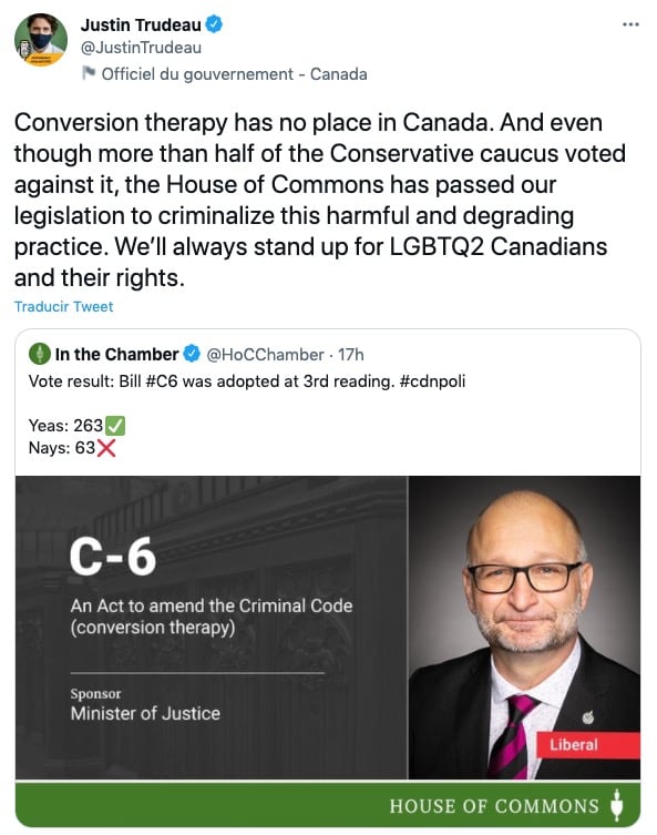 Tuit de Justin Trudeau