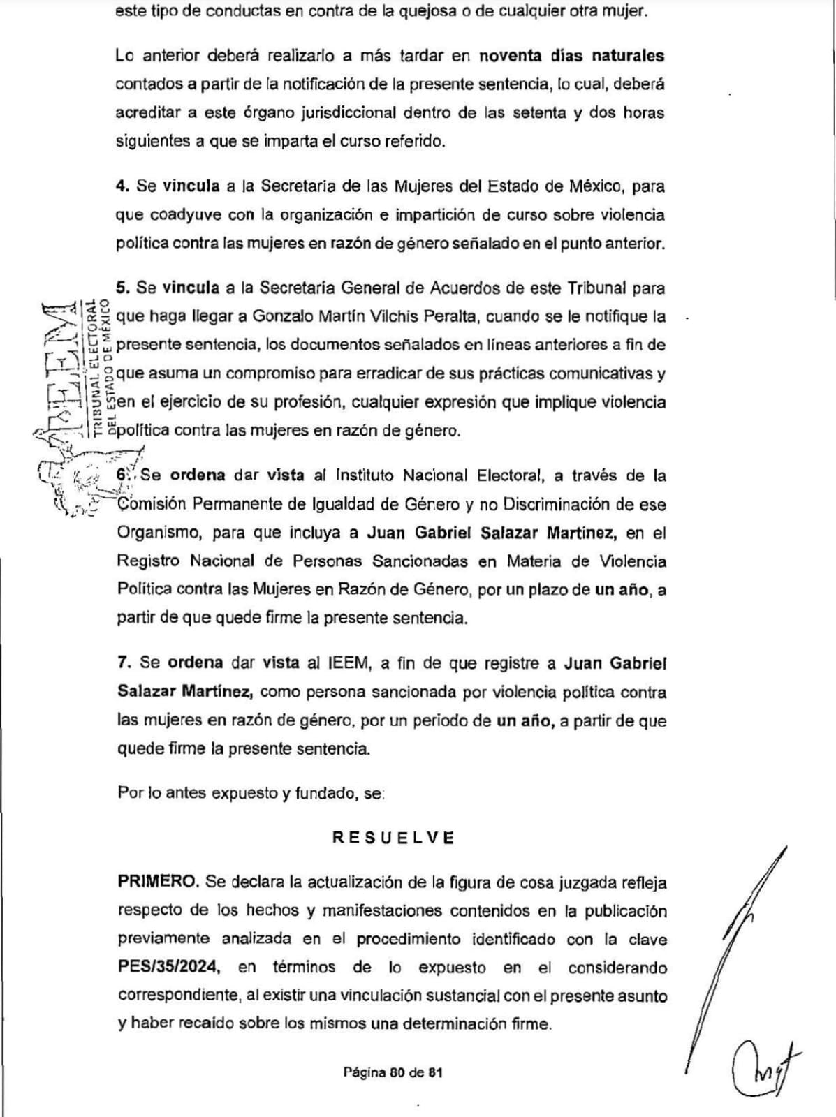 TEEM resuelve violencia política contra Azucena Cisneros.