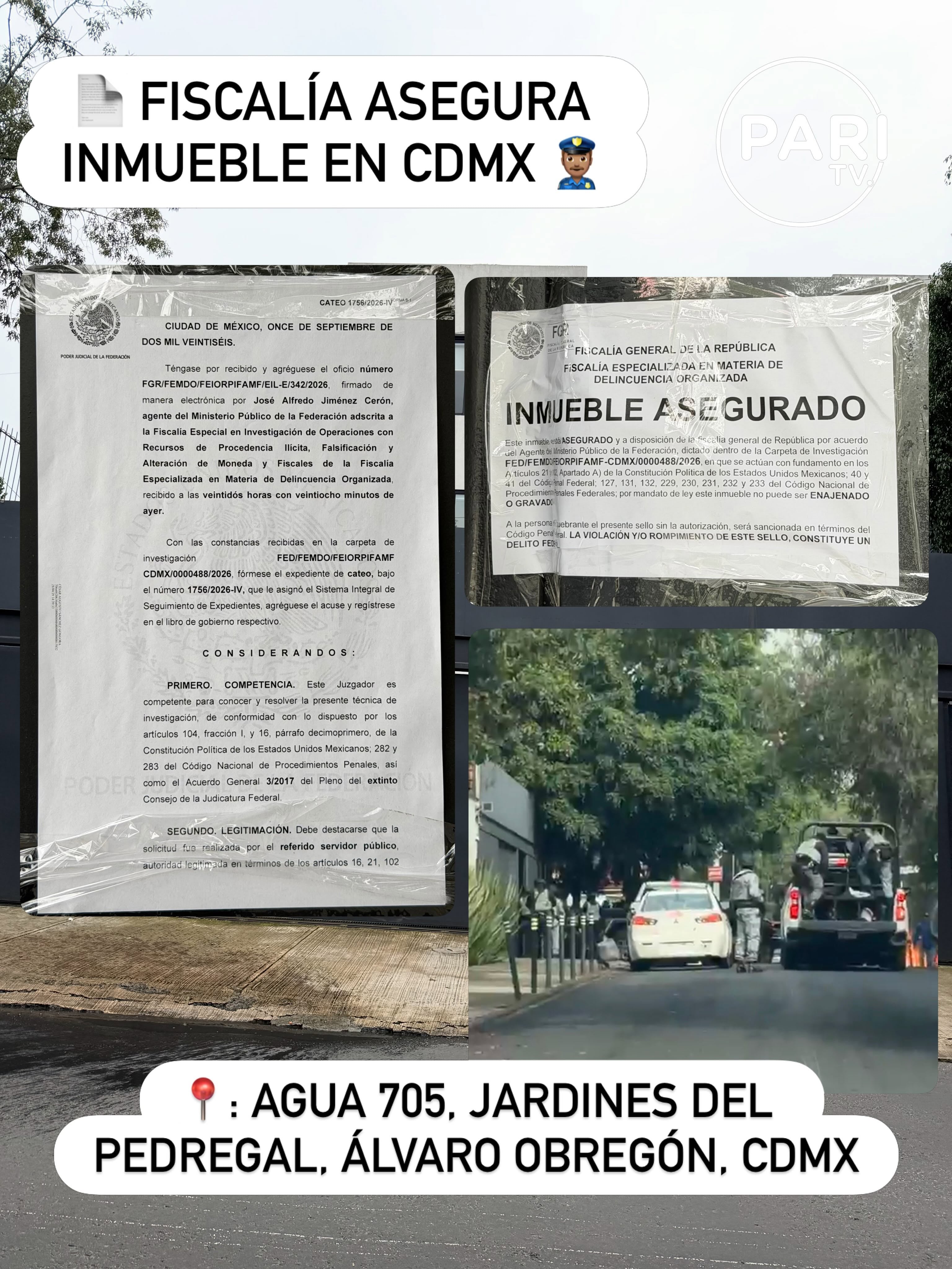 FGR asegura inmueble en Jardines del Pedregal; tendría que ver con la detención de Mario de la Fuente Zeind