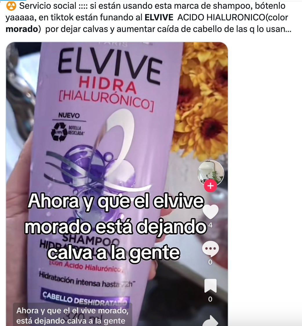 Polémica del shampoo Elvive morado que provocaría la caída de cabello