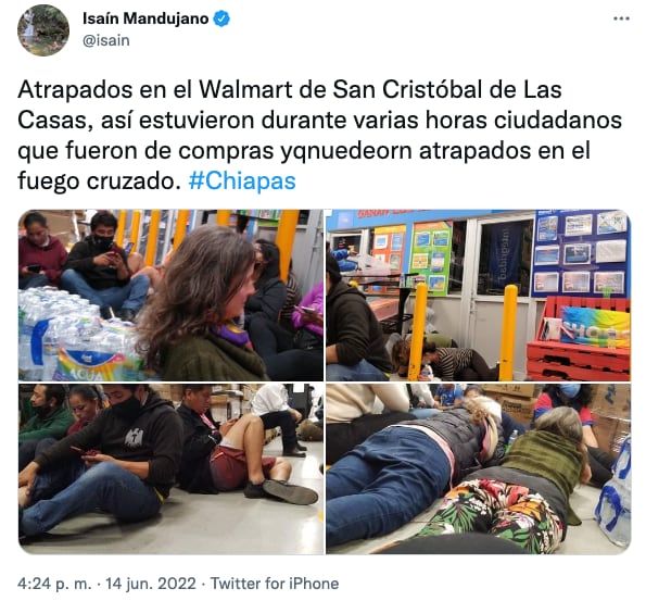 Civiles se refugian en súper mercado de San Cristóbal de las Casas