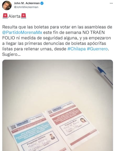 John Ackerman sobre boletas en elecciones Morena 2023
