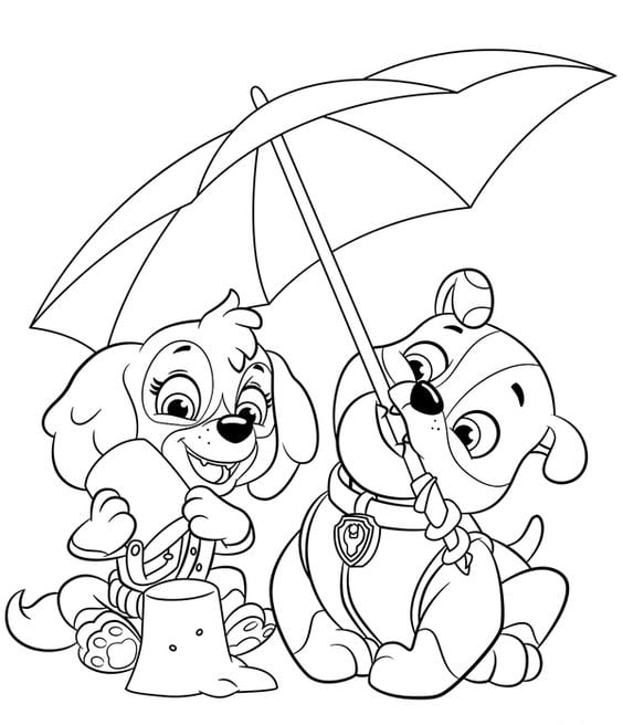 Dibujos de Skye, la perrita de Paw Patrol, con temática de primavera
