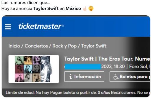 Memes aseguran que Taylor Swift hará un anuncio para conciertos en México