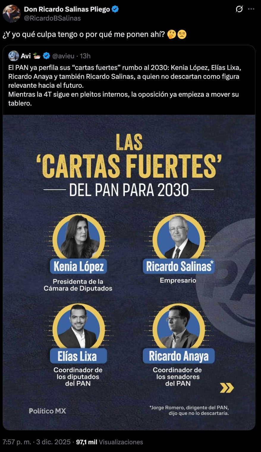 Ricardo Salinas Pliego descarta candidatura con el PAN