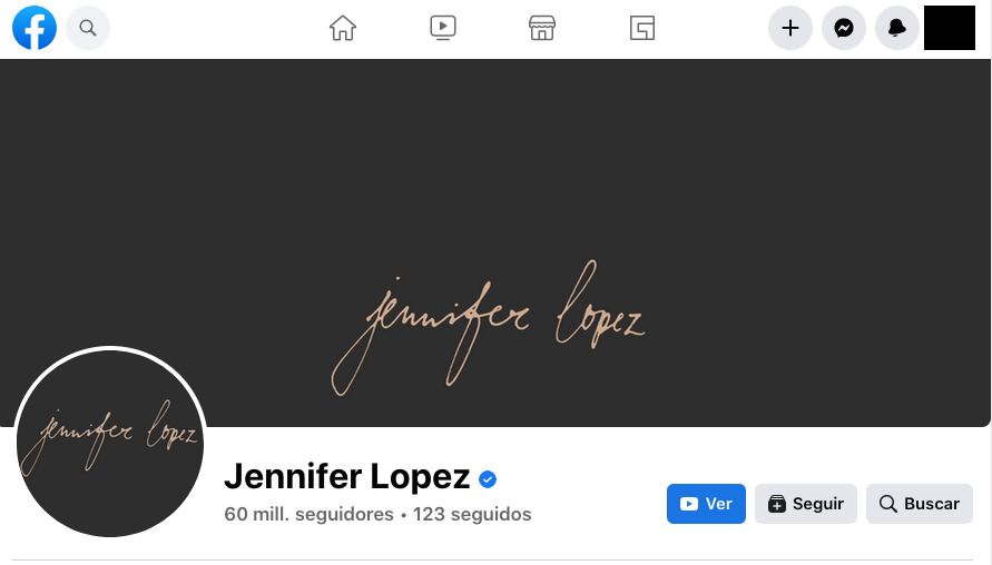 Cuenta de Facebook de Jennifer López.