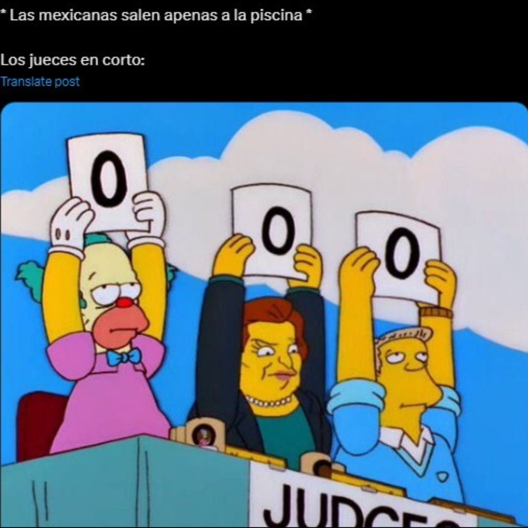 Meme de jueces en natación artística.