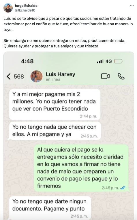 Jorge Echaide Amador responde a acusación de Luis Harvey