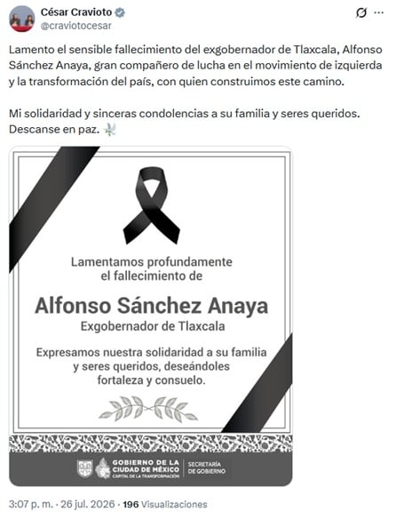 Gobierno de Tlaxcala y figuras de la política dan último adiós a Alfonso Sánchez Anaya