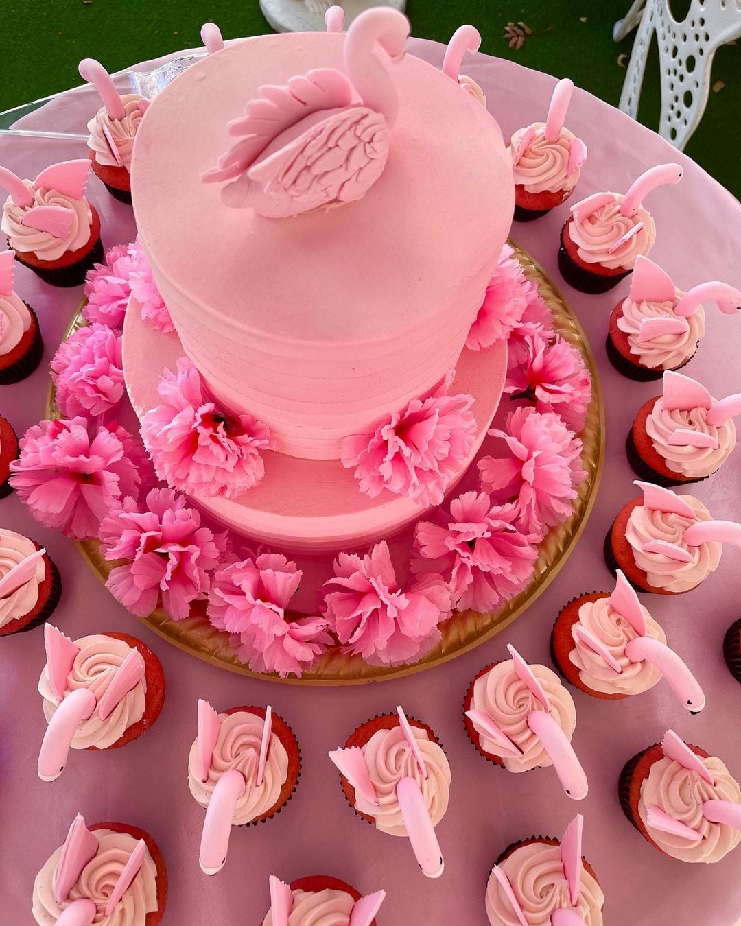 Pastel rosa de la boda