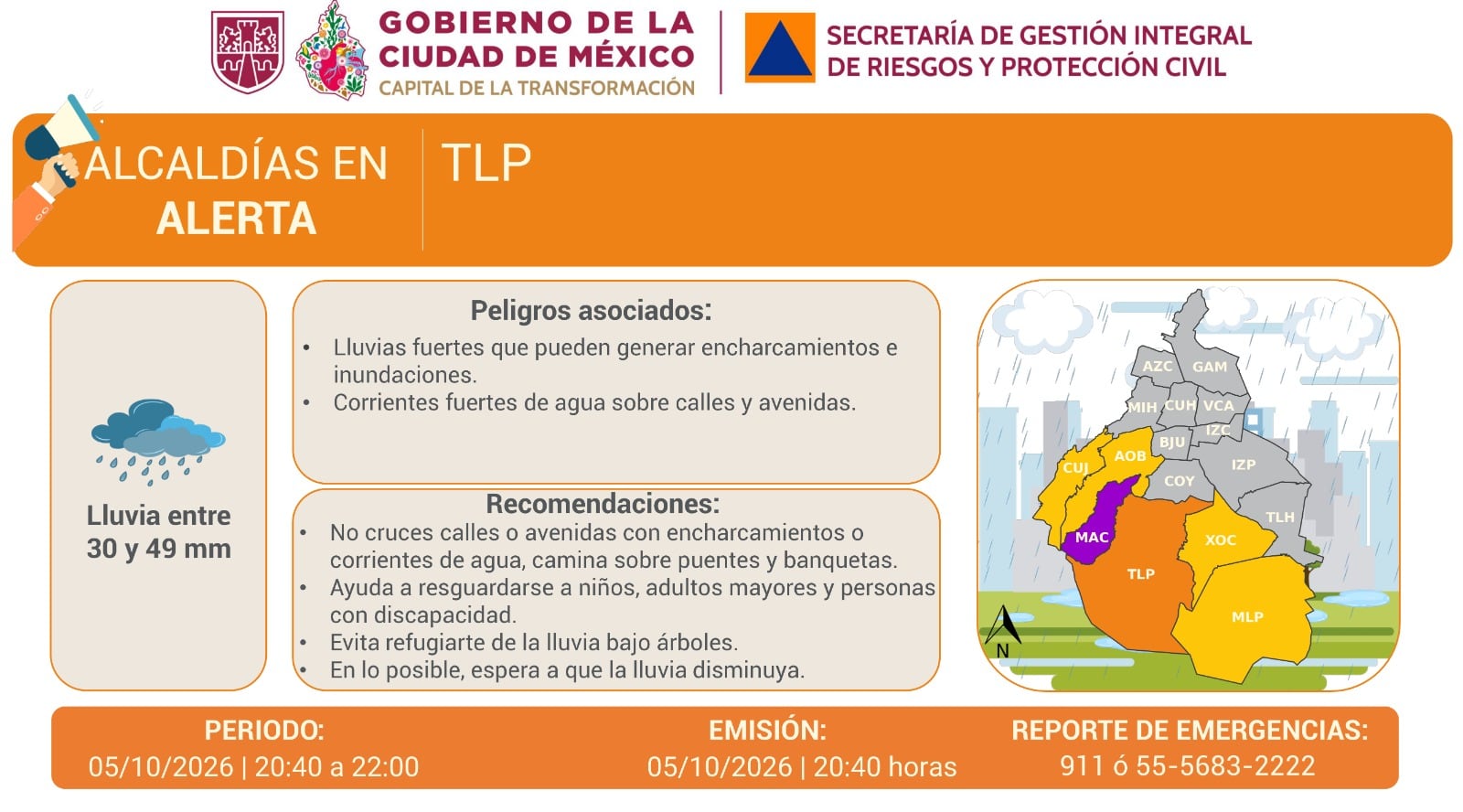 Alerta por lluvias en CDMX