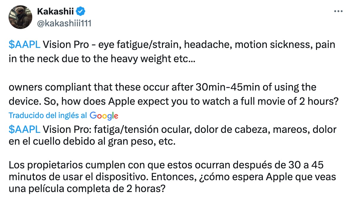 Problemas con el Apple Vision Pro