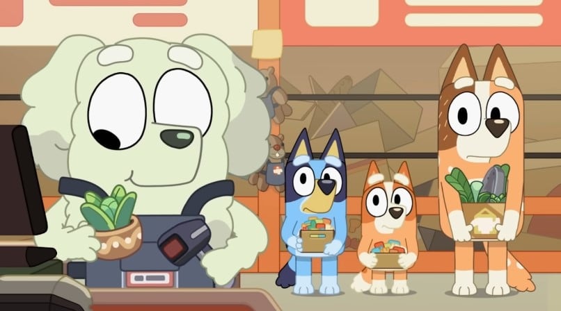 Bluey y Bingo van a la tienda