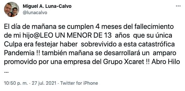 Tuit de Miguel Luna