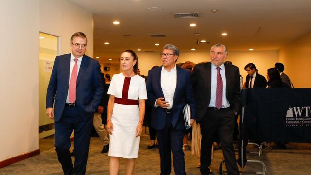 Claudia Sheinbaum, virtual presidenta electa, junto a Adán Augusto López, Ricardo Monreal y Marcelo Ebrard