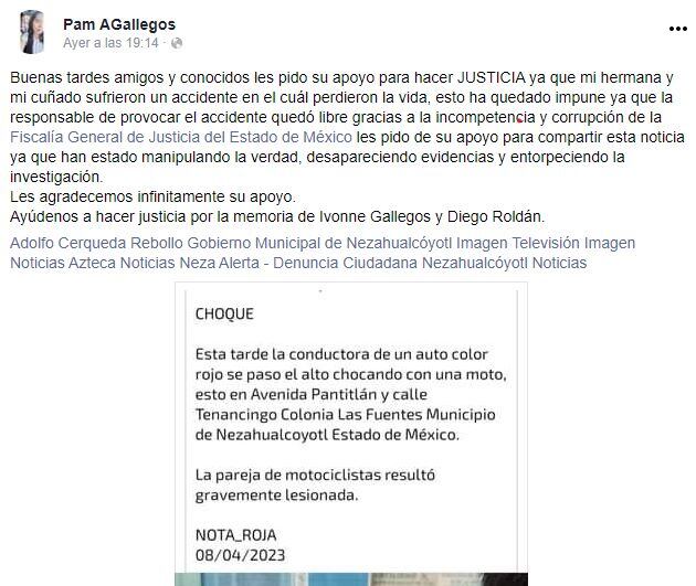 Familiares exigen justicia por la muerte de Ivonne Gallegos y Diego Roldán; murieron tras accidente en Nezahualcóyotl