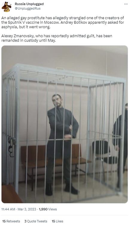 Alexey Zmanovsky, asesino de uno de los creadores de la vacuna Sputnik V