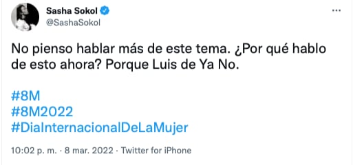 Testimonio de Sasha Sokol sobre el abuso de Luis de Llano/@Sasha Sokol