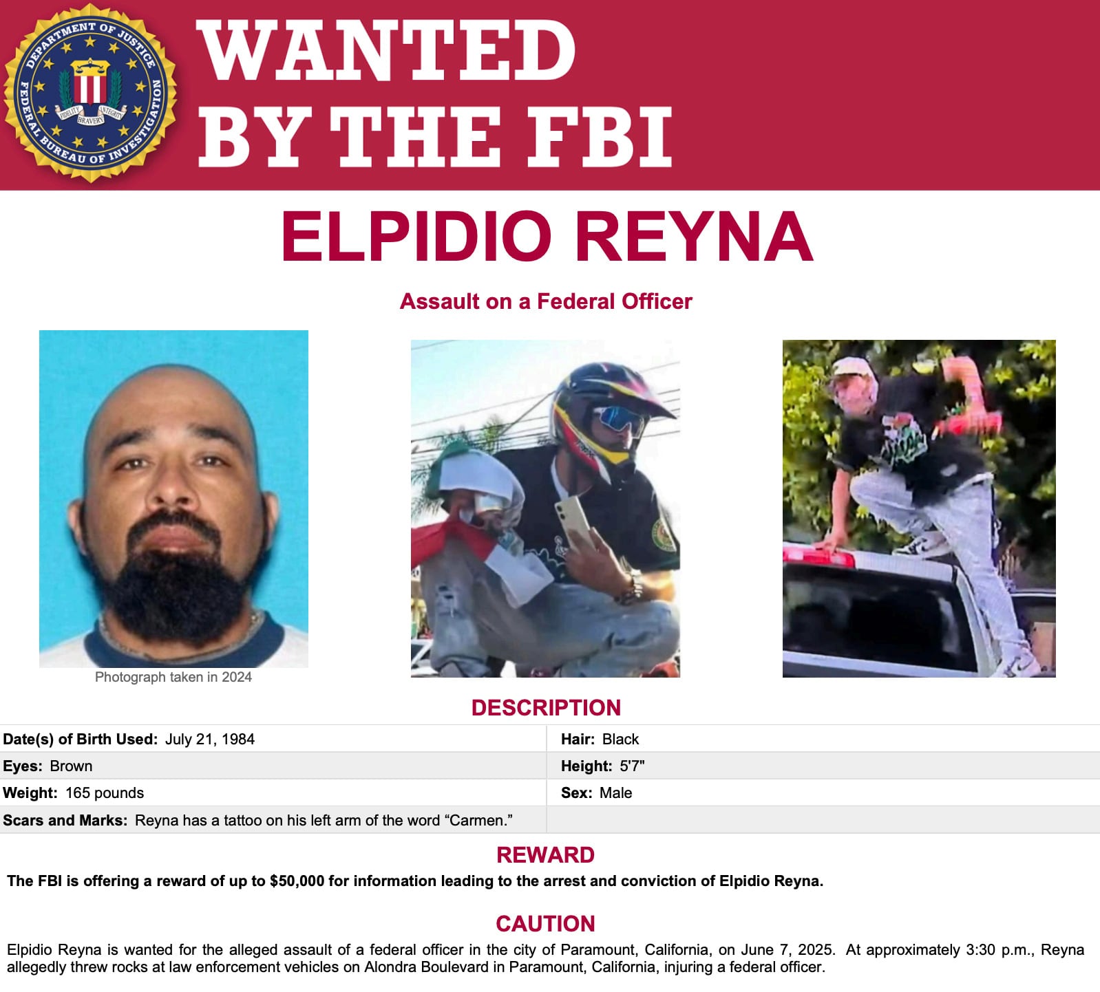 FBI sigue buscando a Elpidio Reyna