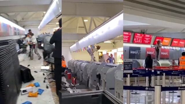 Pasajera pierde el control en mostrador de Emirates del AICM