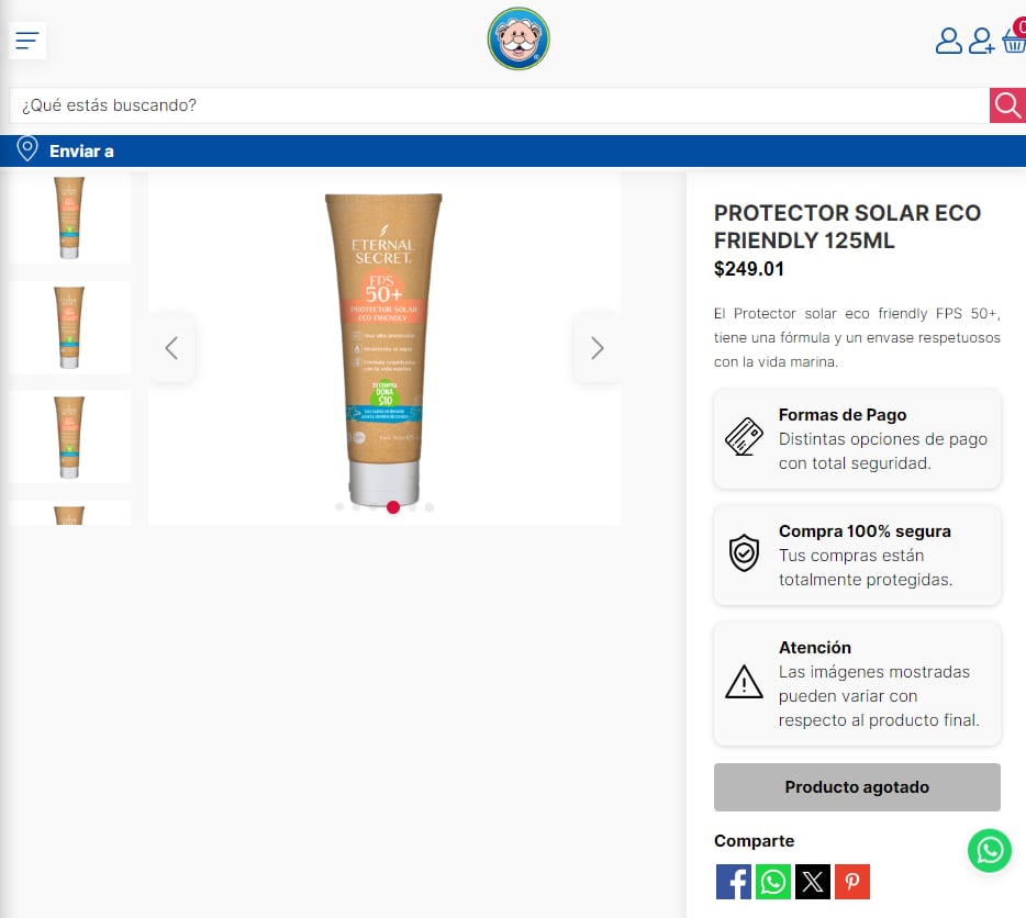 Protector solar Eternal Secret con descuento en Farmacias Similares