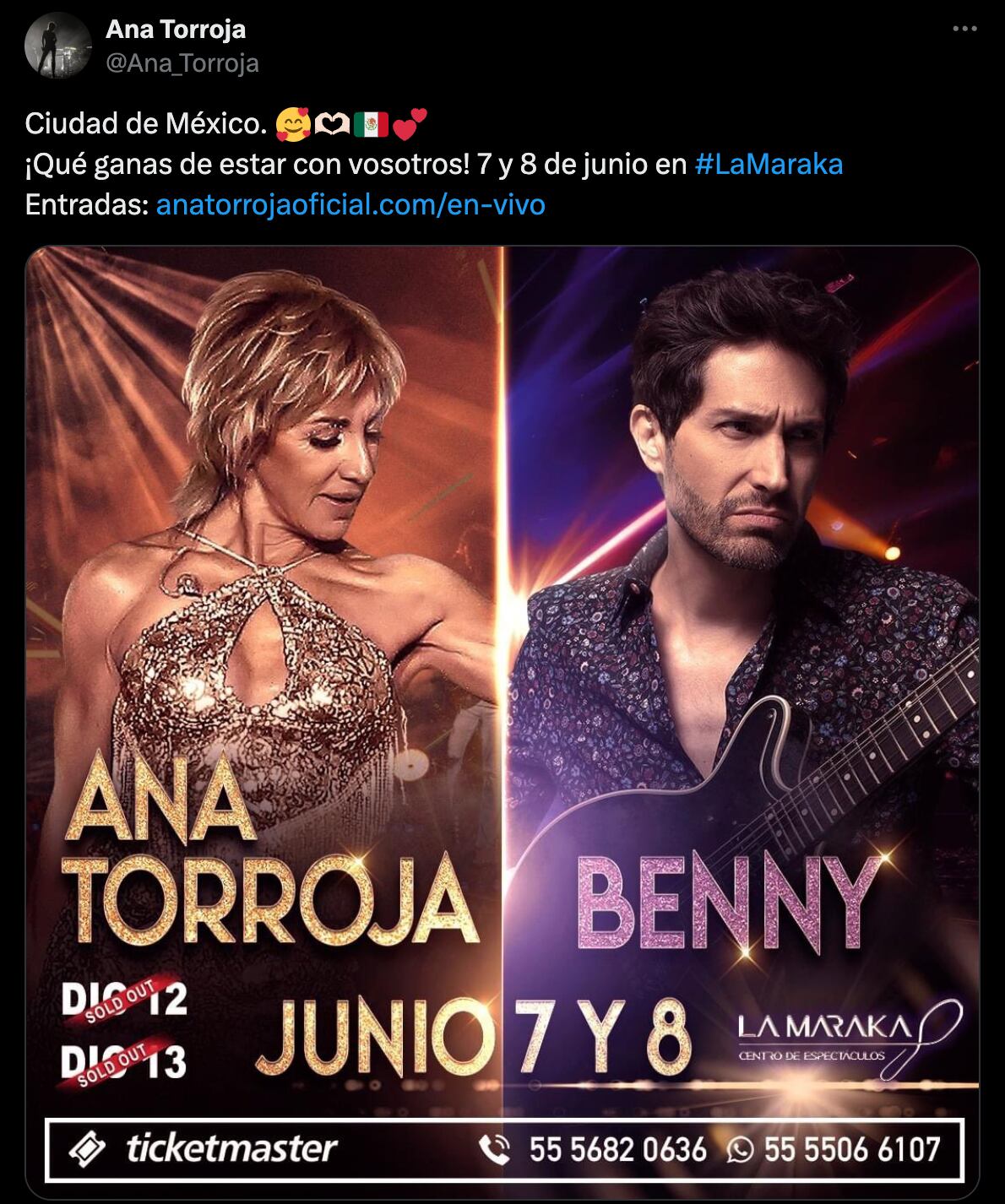 Ana Torroja dará un concierto junto a Benny Ibarra