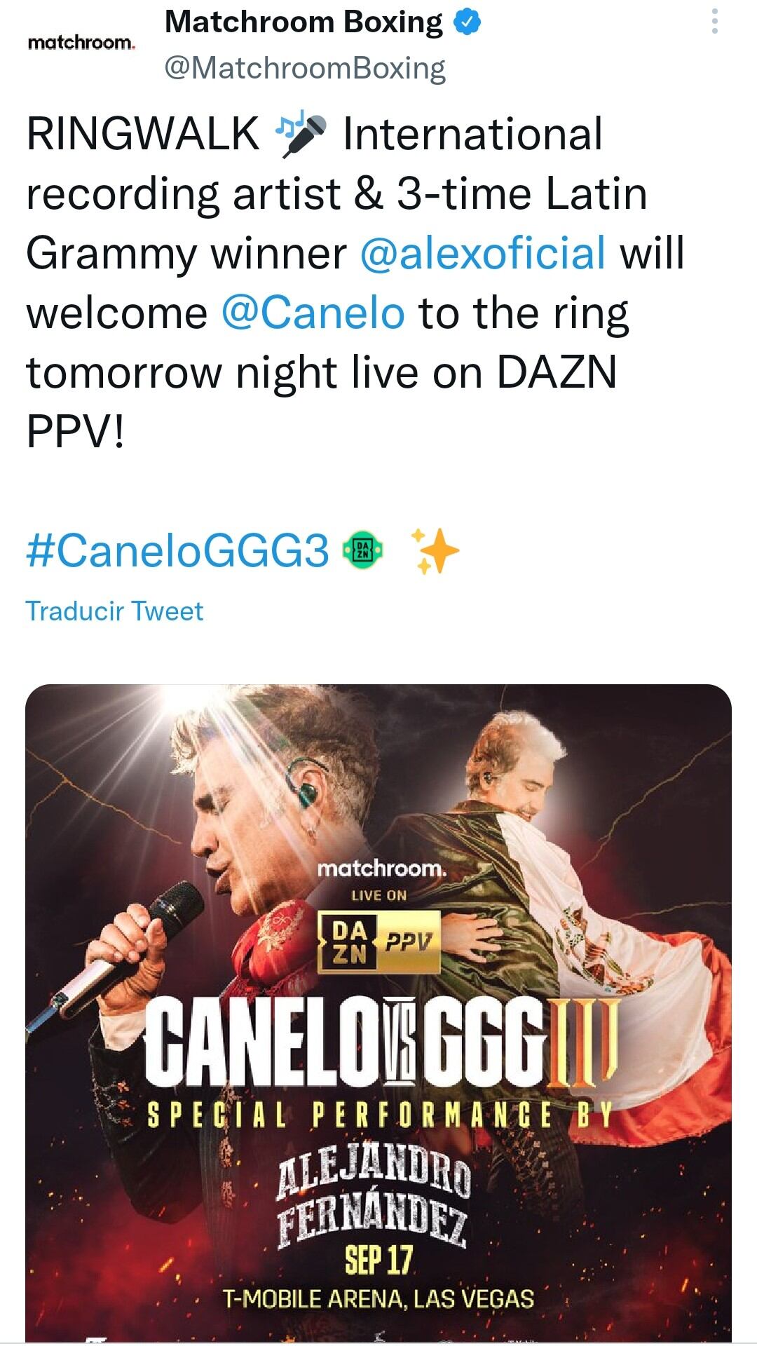 Alejandro Fernández con el Canelo Álvarez