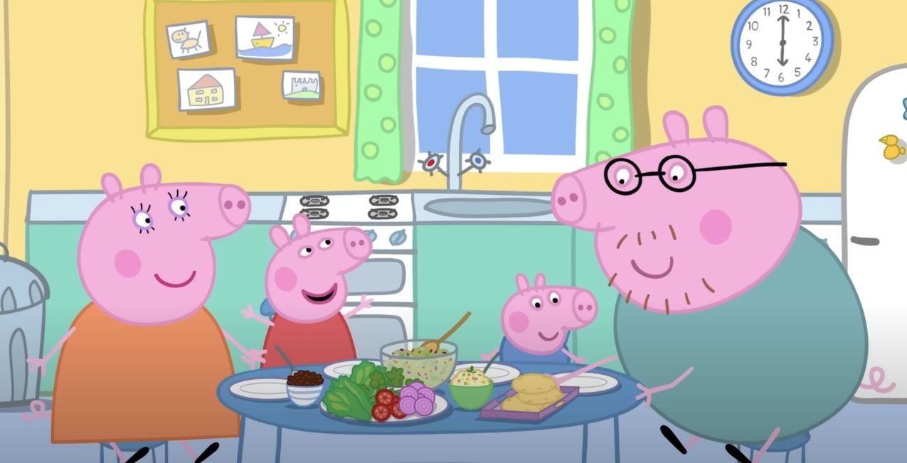 Peppa Pig cena tacos con guacamole