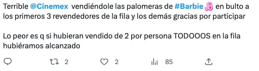 Palomeras de Barbie en Cinemex ya están agotadas, reportan los usuarios