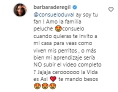 Bárbara de Regil responde a Consuelo Duval sobre sus perros.