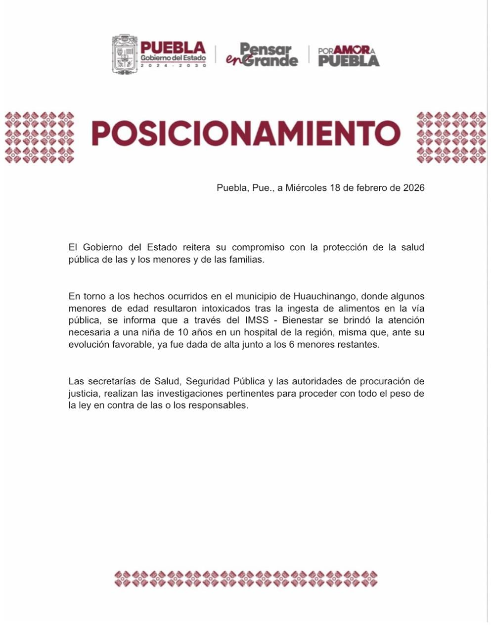Ronald Johnson sobre caso de menor intoxicada por fentanilo en Huauchinango