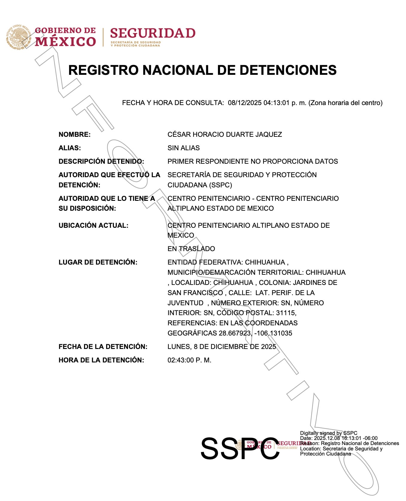 César Duarte es detenido