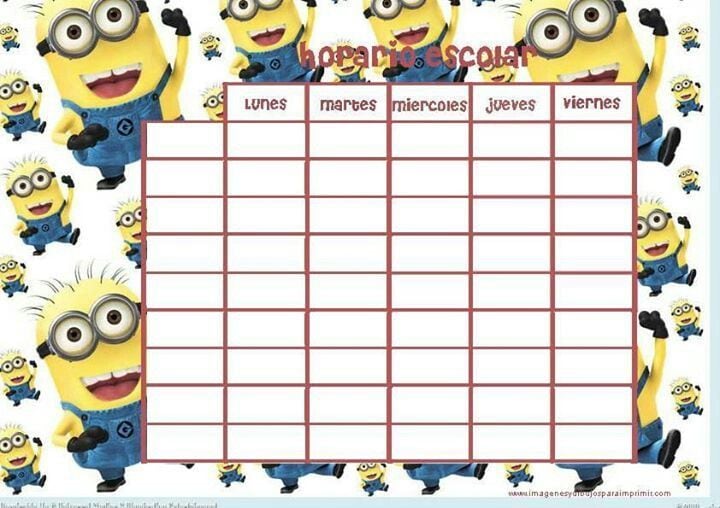 Horario escolar de Minions para regreso a clases 2024 masivo