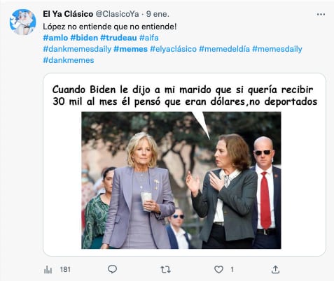 Meme de Jill Biden y Beatriz Gutiérrez