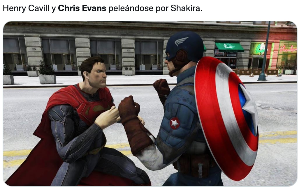 Usuarios quieren que Shakira elija entre Henry Cavill y Chris Evans