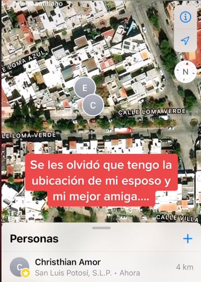 Ubicaciones del esposo (C) y la amiga (E)