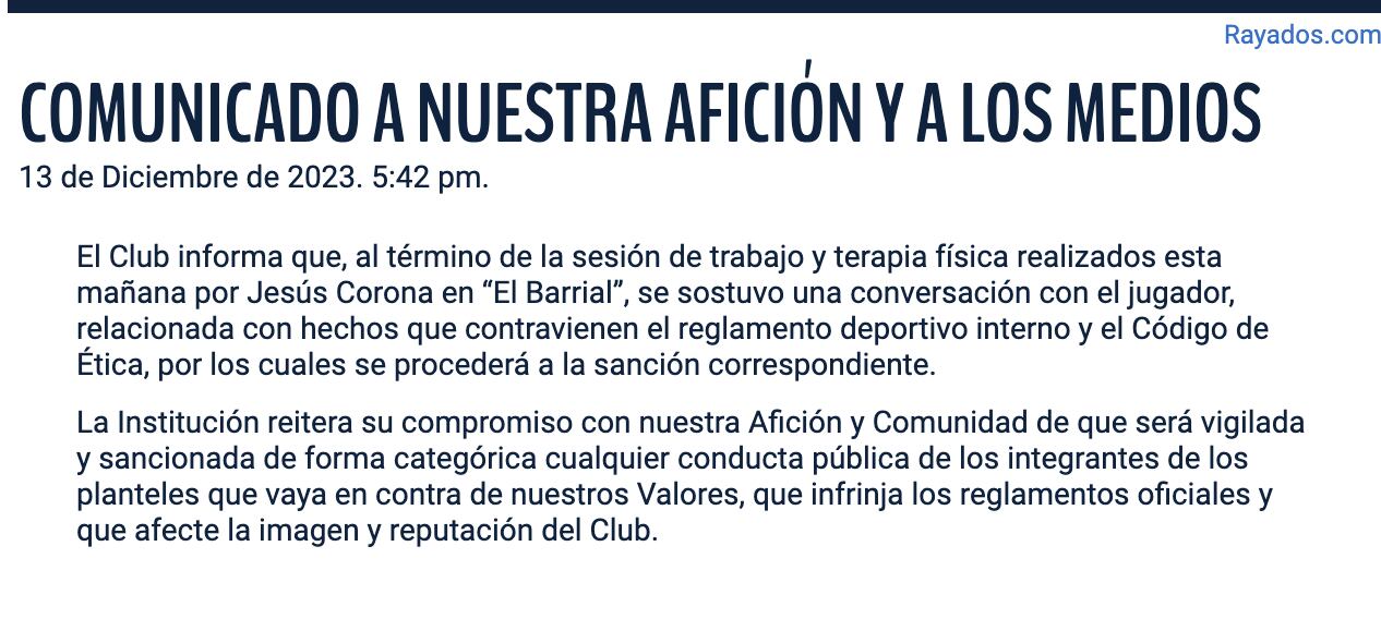 Rayados castiga a Tecatito Corona