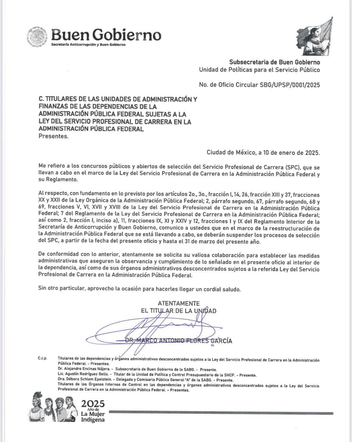Secretaría Anticorrupción suspende contrataciones en el gobierno federal