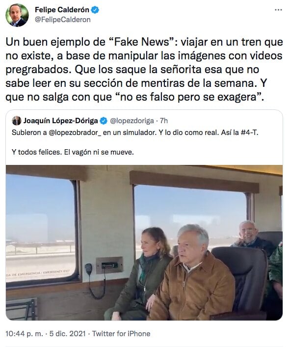 Tuit de Felipe Calderón