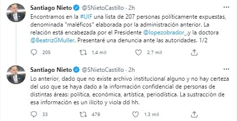 Tuits de Santiago Nieto